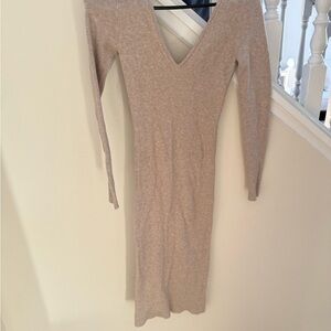 Dynamite Taupe Long Sleeve Dress
